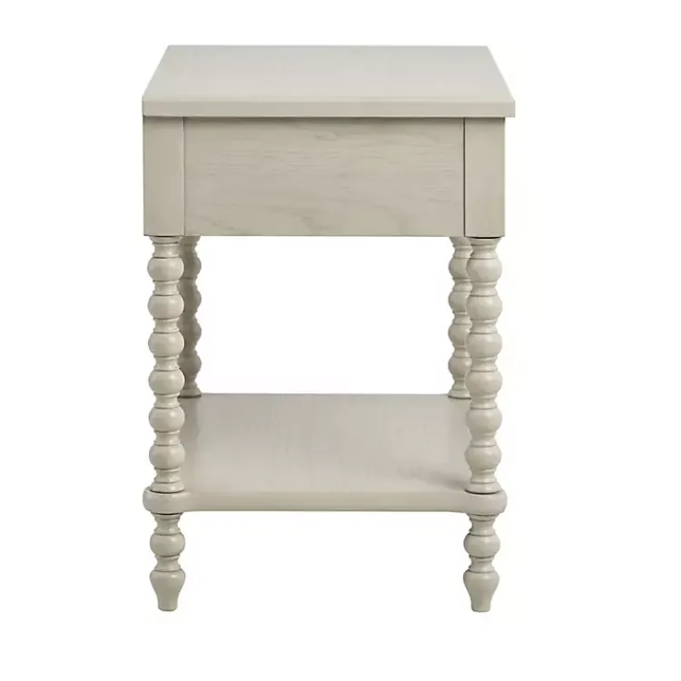Kirklands Home Wood Turned Legs Nightstand Ivory Sale