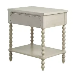 Kirklands Home Wood Turned Legs Nightstand Ivory Sale