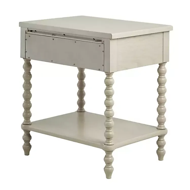 Kirklands Home Wood Turned Legs Nightstand Ivory Sale