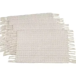 Kirklands Home Woven Dashed Placemats, Set of 4 Ivory Best