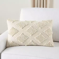 Pillows>Kirklands Home Woven Diamonds Lumbar Pillow Ivory