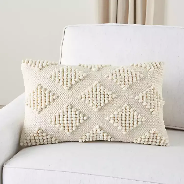Pillows>Kirklands Home Woven Diamonds Lumbar Pillow Ivory