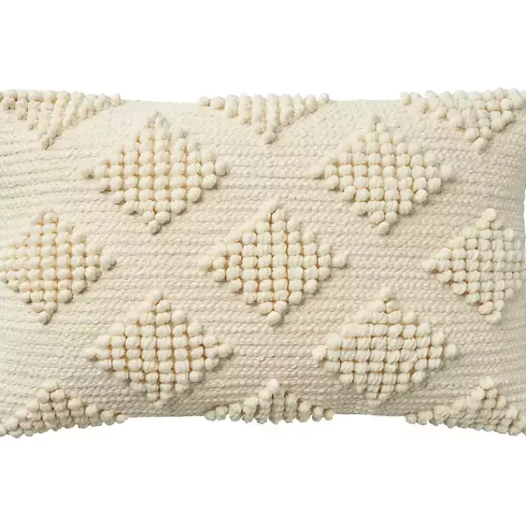 Pillows>Kirklands Home Woven Diamonds Lumbar Pillow Ivory