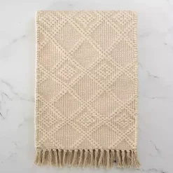 Kirklands Home Woven Lattice Tasseled Table Runner Ivory Sale