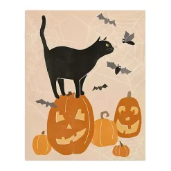 Halloween>Kirklands Home Jack 'O Lantern Cat Halloween Wall Plaque, 20 in.