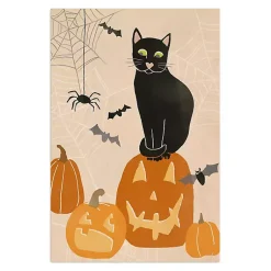 Halloween>Kirklands Home Jack 'O Lantern Cat Halloween Wall Plaque, 24 in.