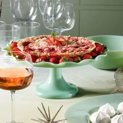 Kirklands Home Jadeite Glass Martha Stewart Scalloped Cake Stand Green Sale