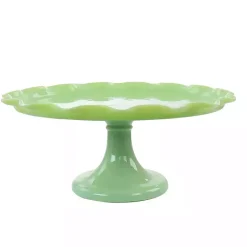 Kirklands Home Jadeite Glass Martha Stewart Scalloped Cake Stand Green Sale