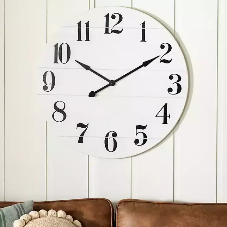 Kirklands Home Jake and Black Wooden Wall Clock White Clearance