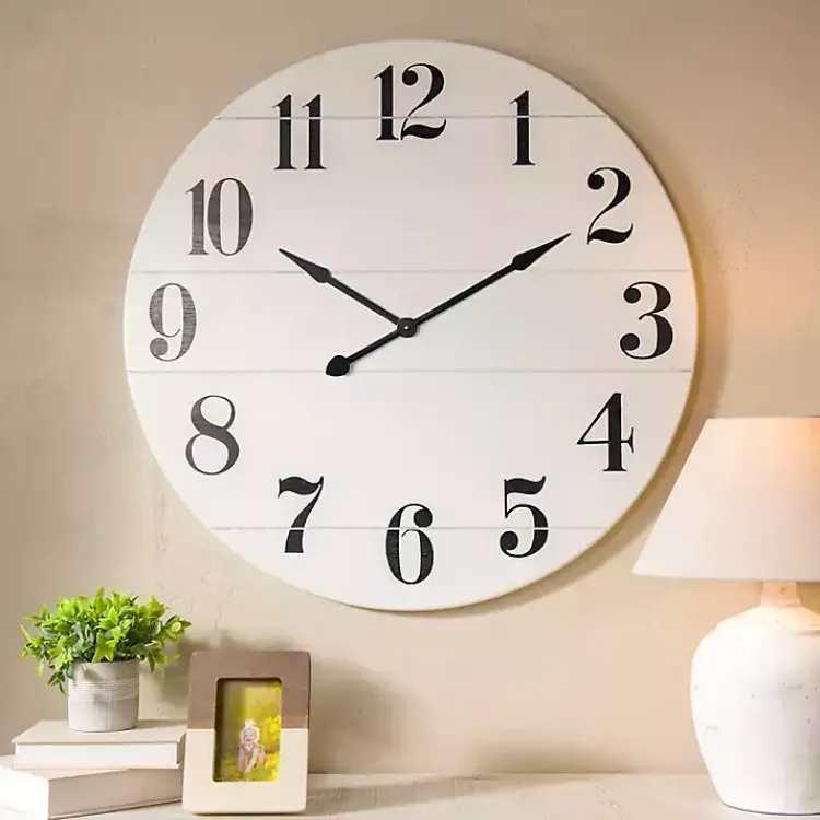 Kirklands Home Jake and Black Wooden Wall Clock White Clearance