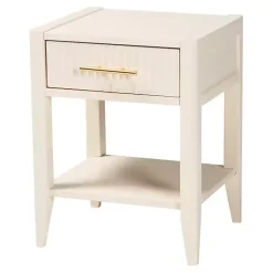 Kirklands Home James Mid-Century 1-Drawer Nightstand Ivory Outlet