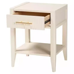 Kirklands Home James Mid-Century 1-Drawer Nightstand Ivory Outlet