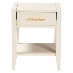 Kirklands Home James Mid-Century 1-Drawer Nightstand Ivory Outlet