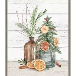 Christmas Art & Wall Decor>Kirklands Home Jars with Oranges Christmas Canvas Wall Plaque