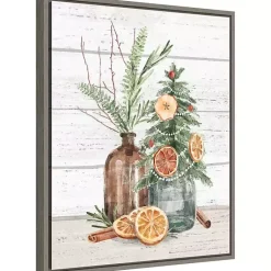 Christmas Art & Wall Decor>Kirklands Home Jars with Oranges Christmas Canvas Wall Plaque