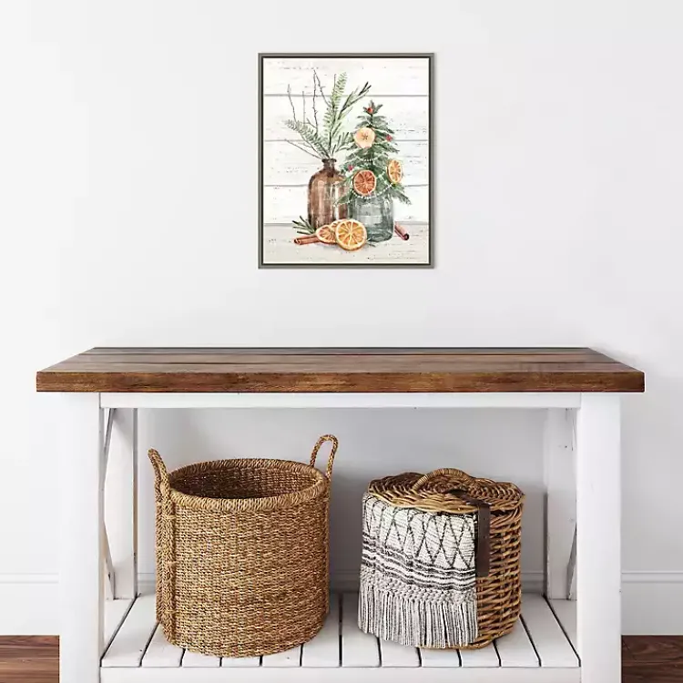 Christmas Art & Wall Decor>Kirklands Home Jars with Oranges Christmas Canvas Wall Plaque
