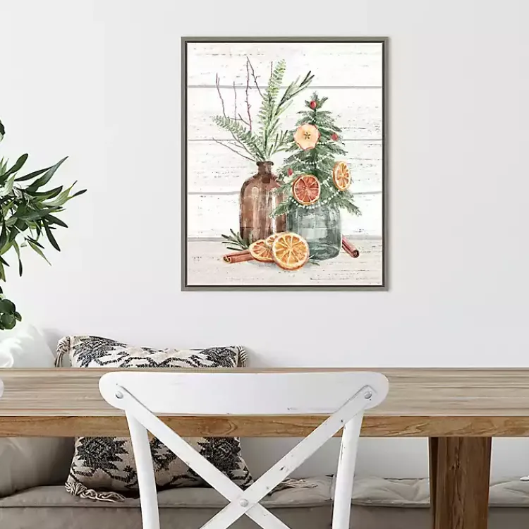 Christmas Art & Wall Decor>Kirklands Home Jars with Oranges Christmas Canvas Wall Plaque