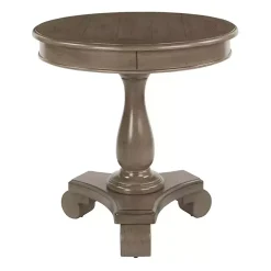 Kirklands Home Java Traditional Round Pedestal Accent Table Brown Sale