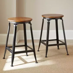 Kirklands Home Jaxon Wood and Metal Counter Stools, Set of 2 Brown