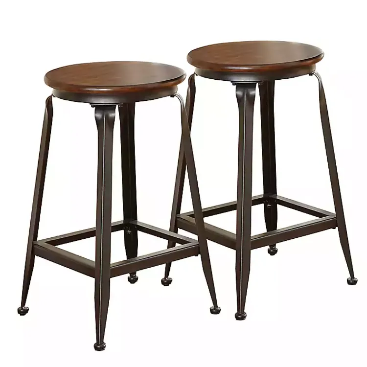 Kirklands Home Jaxon Wood and Metal Counter Stools, Set of 2 Brown
