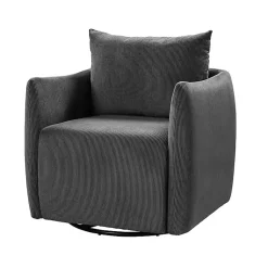 Kirklands Home Jerri Charcoal Corduroy Swivel Accent Chair Gray Outlet