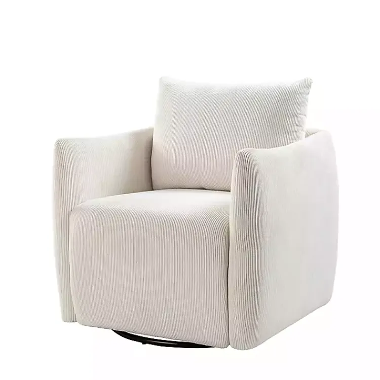 Kirklands Home Jerri Corduroy Swivel Accent Chair Ivory New