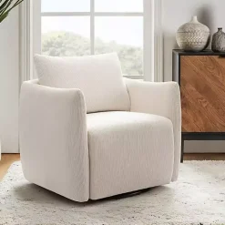 Kirklands Home Jerri Corduroy Swivel Accent Chair Ivory New