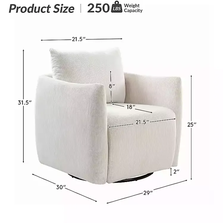 Kirklands Home Jerri Corduroy Swivel Accent Chair Ivory New