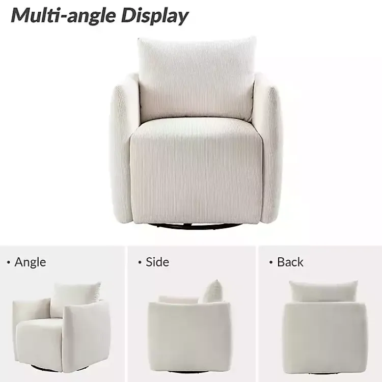 Kirklands Home Jerri Corduroy Swivel Accent Chair Ivory New