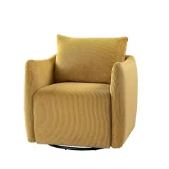 Kirklands Home Jerri Mustard Corduroy Swivel Accent Chair Yellow Discount