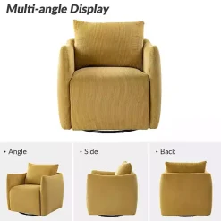 Kirklands Home Jerri Mustard Corduroy Swivel Accent Chair Yellow Discount