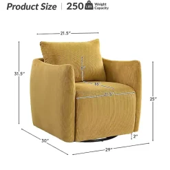 Kirklands Home Jerri Mustard Corduroy Swivel Accent Chair Yellow Discount