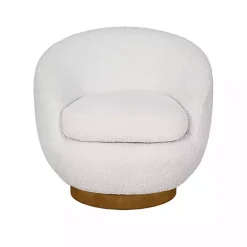 Kirklands Home Jessel Cream Sherpa Swivel Chair with Wood Base White Online