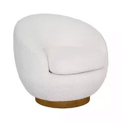 Kirklands Home Jessel Cream Sherpa Swivel Chair with Wood Base White Online