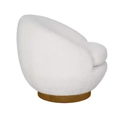 Kirklands Home Jessel Cream Sherpa Swivel Chair with Wood Base White Online