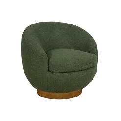 Kirklands Home Jessel Sherpa Swivel Chair with Wood Base Green Hot