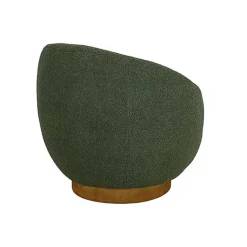 Kirklands Home Jessel Sherpa Swivel Chair with Wood Base Green Hot