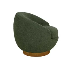 Kirklands Home Jessel Sherpa Swivel Chair with Wood Base Green Hot