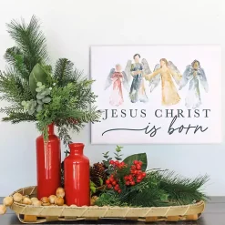 Christmas Art & Wall Decor>Kirklands Home Jesus Christ is Born Angels Canvas Wall Plaque Multi