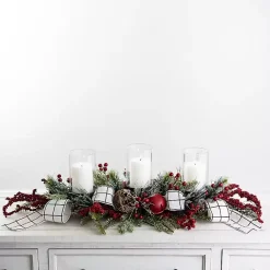 Christmas Centerpieces>Kirklands Home Jingle Bells and Berries Candle Centerpiece
