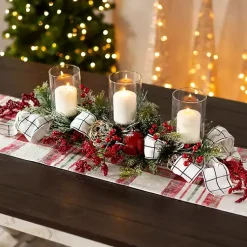 Christmas Centerpieces>Kirklands Home Jingle Bells and Berries Candle Centerpiece