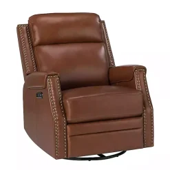 Kirklands Home Johanna Leather Swivel Power Recliner Brown Online