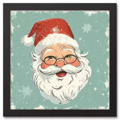 Christmas Art & Wall Decor>Kirklands Home Jolly Retro Santa Framed Canvas Art Print