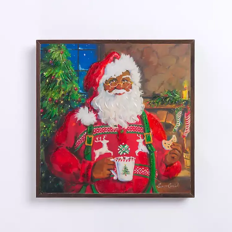 Christmas Art & Wall Decor>Kirklands Home Jolly Santa Cookies and Hot Cocoa Canvas Art Print Multi