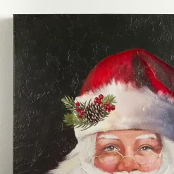 Christmas Art & Wall Decor>Kirklands Home Jolly Santa with Bells Canvas Art Print