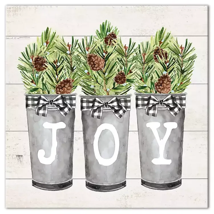 Christmas Art & Wall Decor>Kirklands Home Joy Pine Tree Canvas Art Print Gray