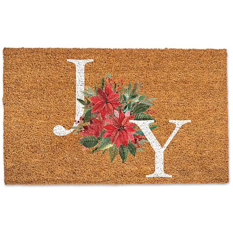 Outdoor Christmas Decorations>Kirklands Home Joy Poinsettia Coir Doormat