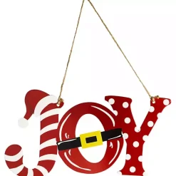 Christmas Art & Wall Decor>Kirklands Home Joy Santa Hat and Belt Wall Plaque Red