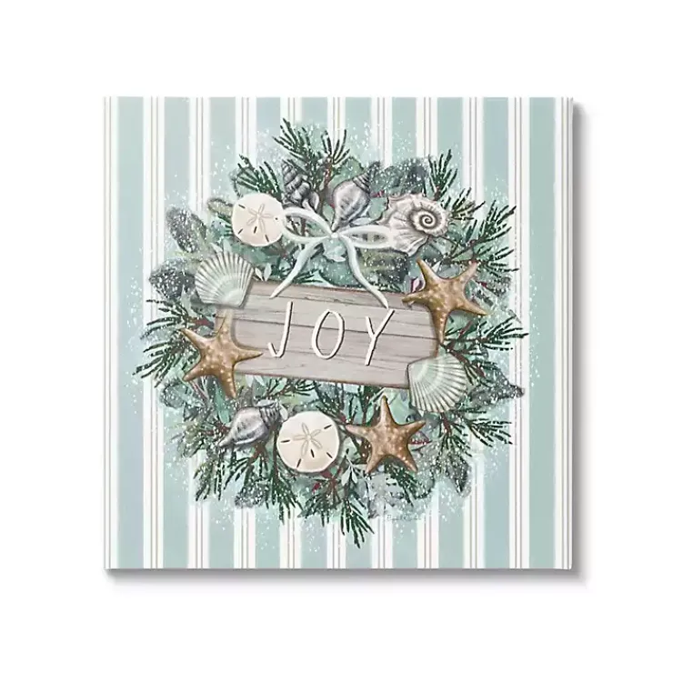 Christmas Art & Wall Decor>Kirklands Home Joy Seashell Wreath Canvas Art Print