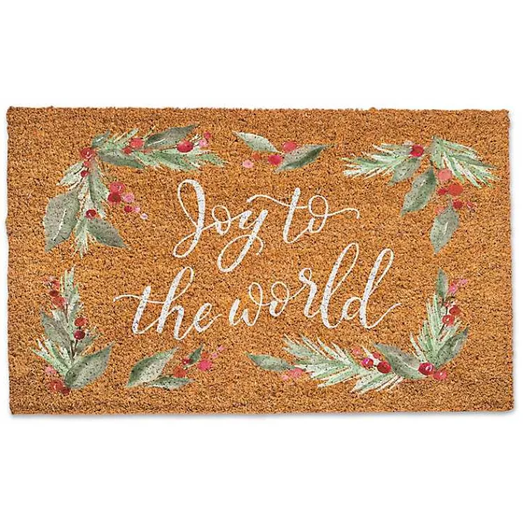 Outdoor Christmas Decorations>Kirklands Home Joy to the Word Doormat Brown